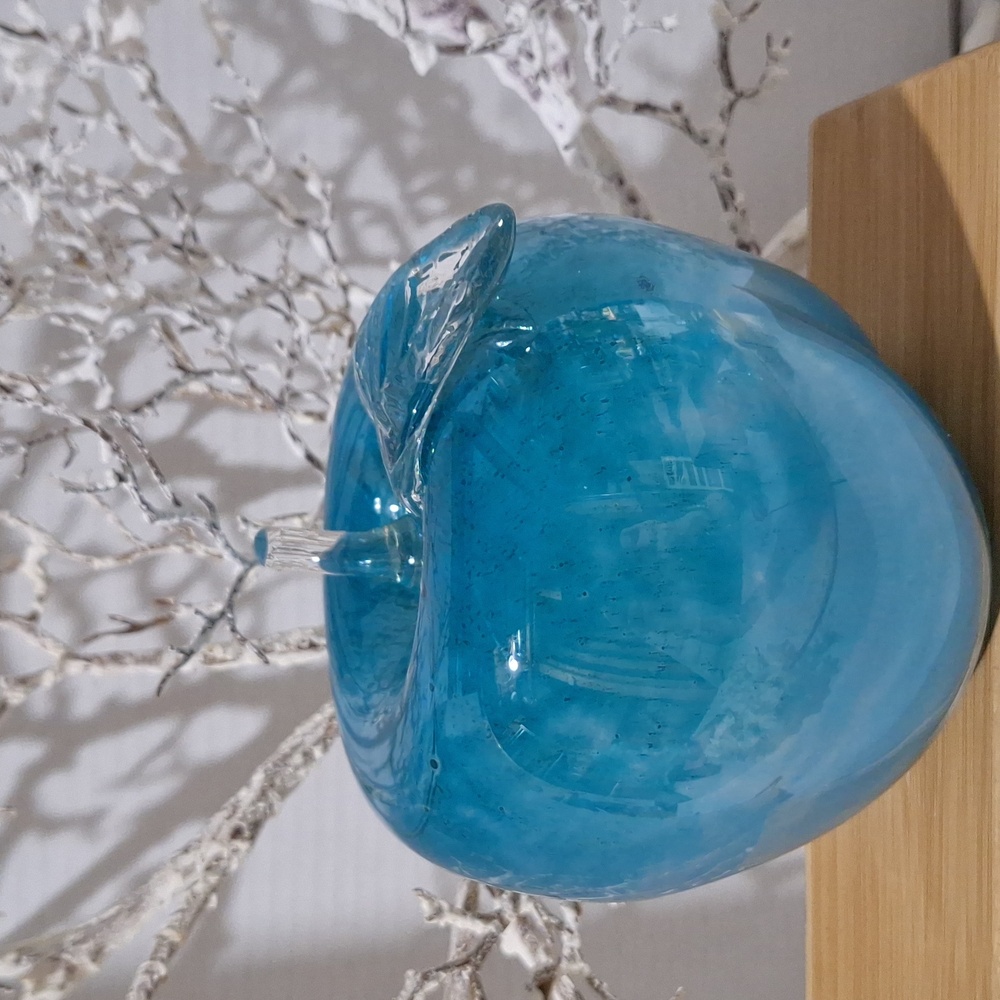 🌟Host Pick #AFH Vibrant Blue Glass Handblown Apple Art Sculpture